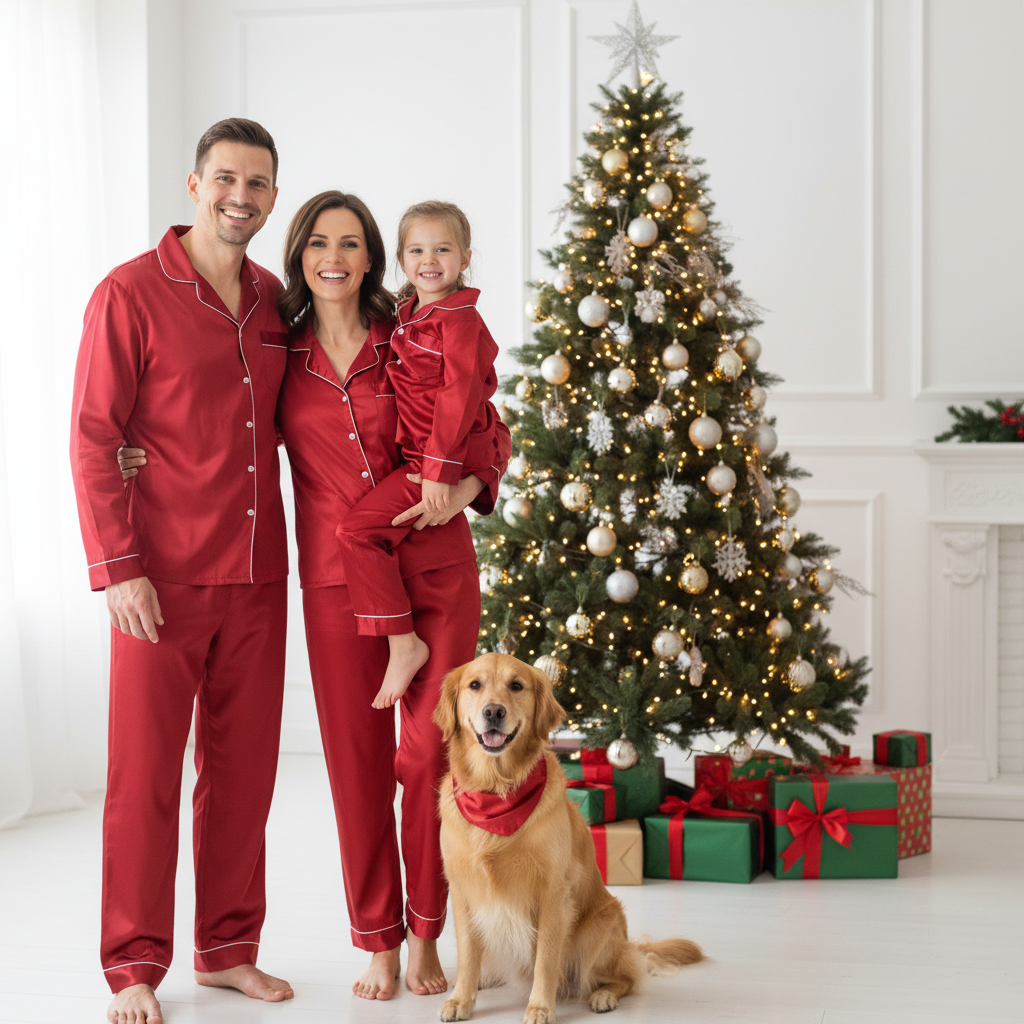 Xmas Family Pj Sets - Classic Red Print