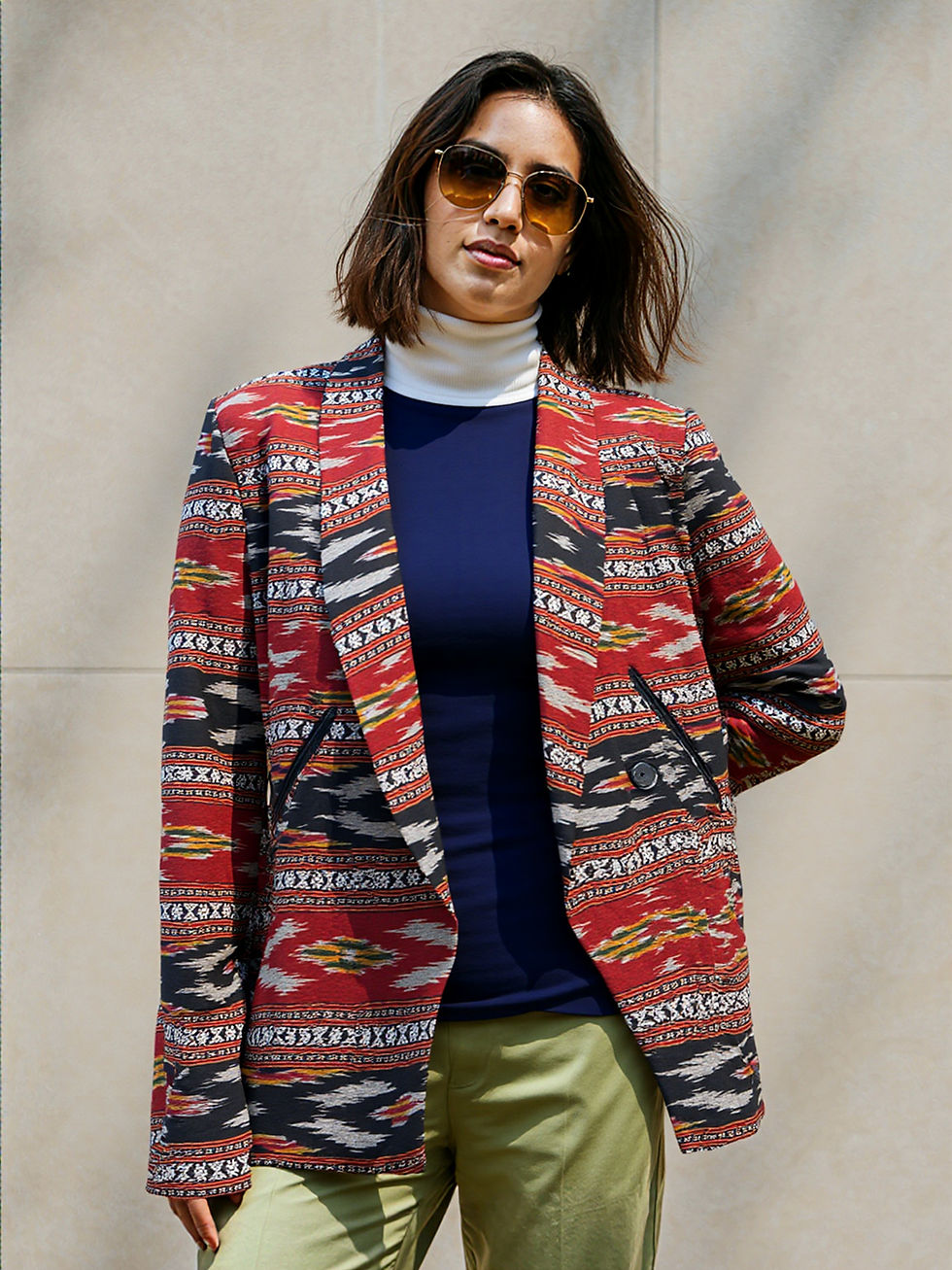 Thumbnail: Handmade Ikat Jacket for women - Bohemian Jacket