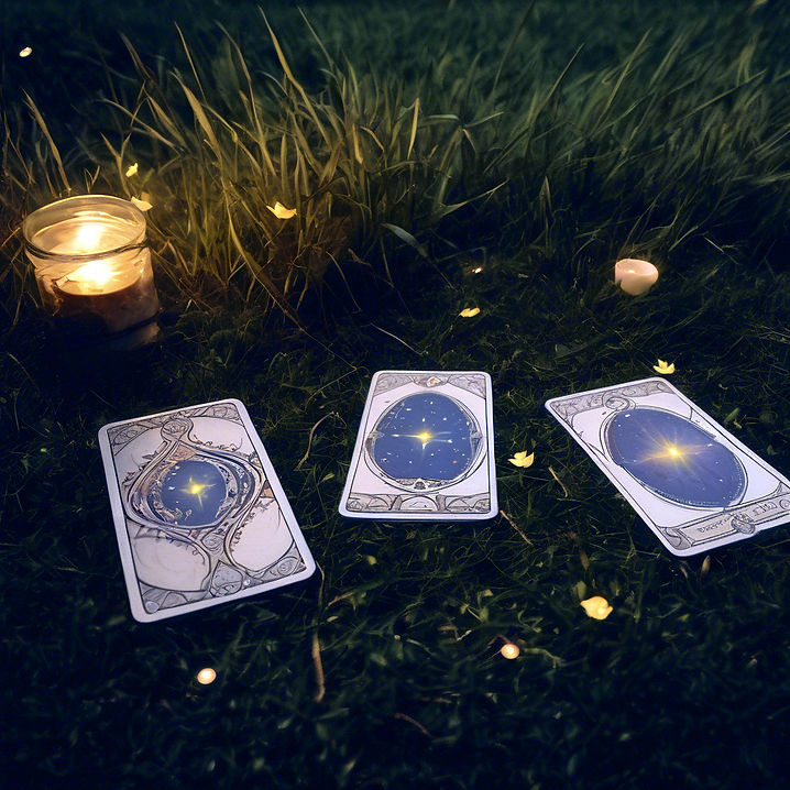 A three card tarot spread lies on grass at night_edited.jpg