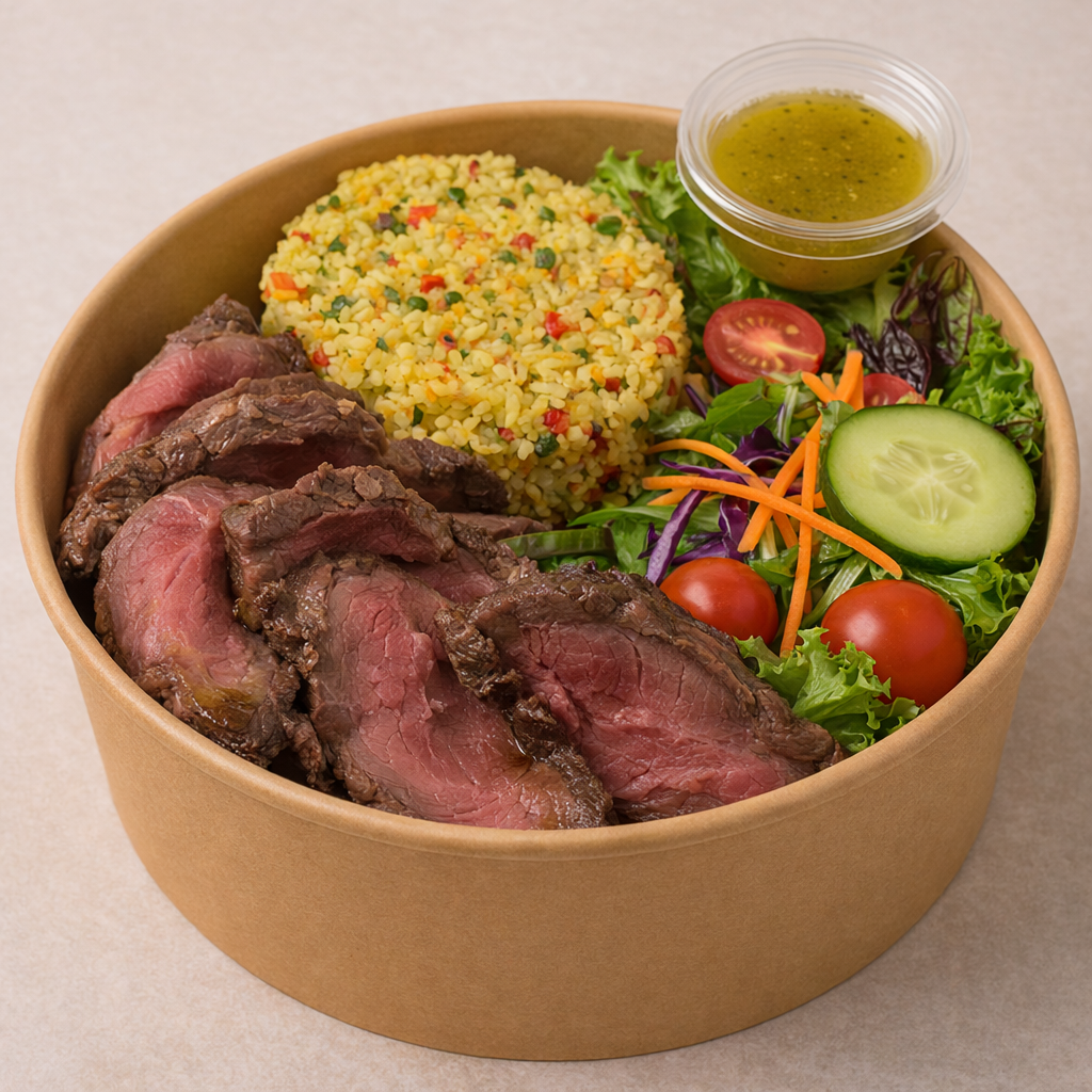 Roast Beef con Arroz Exótico – 1 porción (350 g)