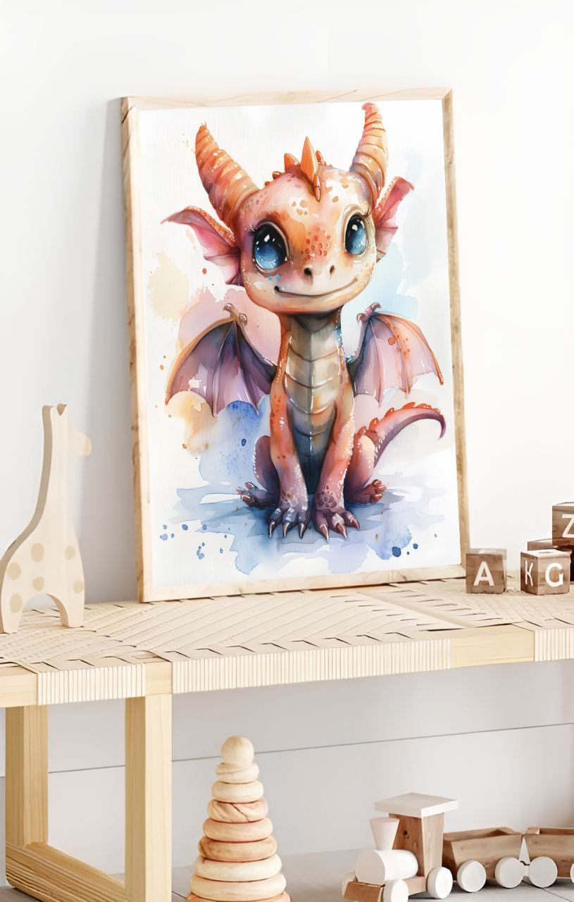 Thumbnail: Adorable Dragon Poster for Kids' Rooms and Fantasy Adventures
