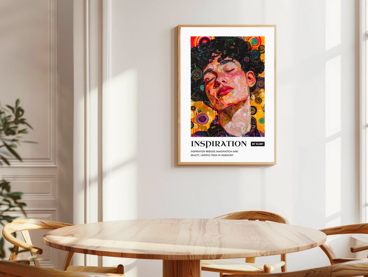 Klimt-Inspired Poster with Motivational Saying and Sublime Serenity