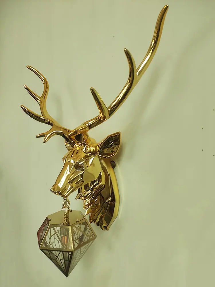 Thumbnail: Retro Antler Wall Lamp Nordic Deer Head Resin