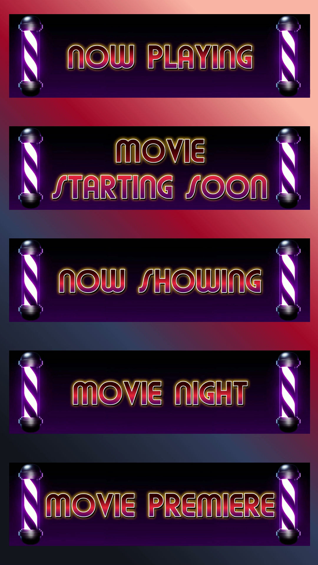 Barber Pole Style Purple 4K Tall Top Banner Set