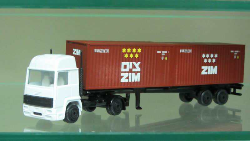 Truck with 2  20 foot  ZIM containers
