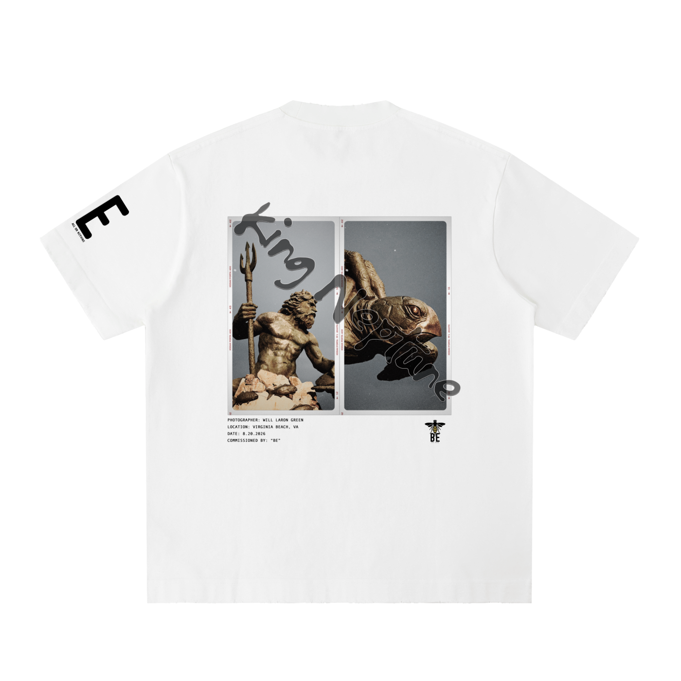 King Neptune VA BEACH Heavyweight Vintage Washed Frayed T-Shirt