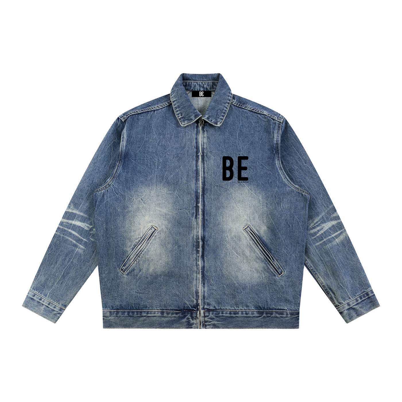 LIMITED BE Vintage Wash Zip Up Denim Jacket