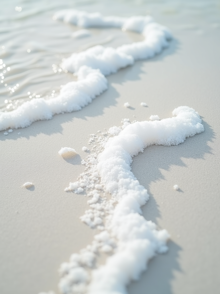 Abstract texture of sea foam on white sand