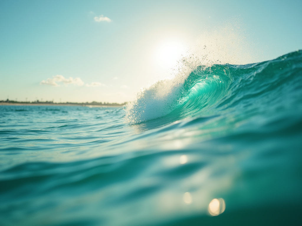 Sunlight dancing on turquoise ocean waves in Mexico