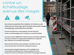Strasbourg : un homme chute contre un échafaudage avenue des Vosges