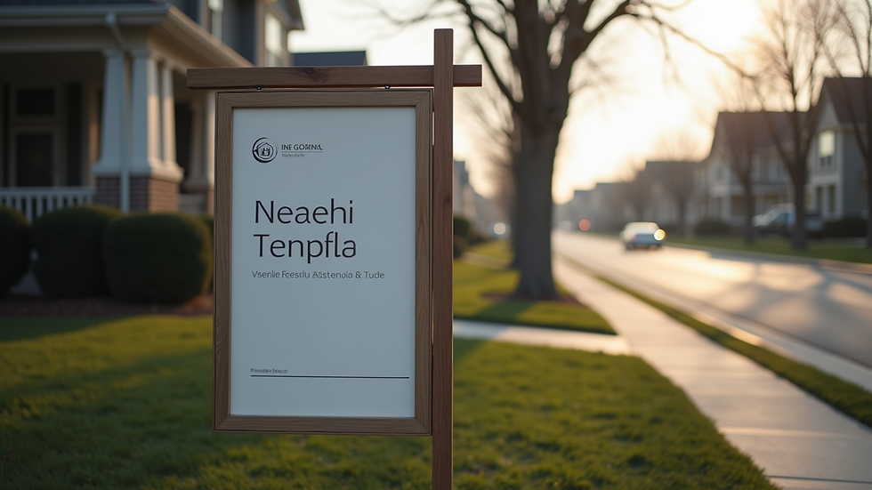 High angle view of real estate signage displaying property information