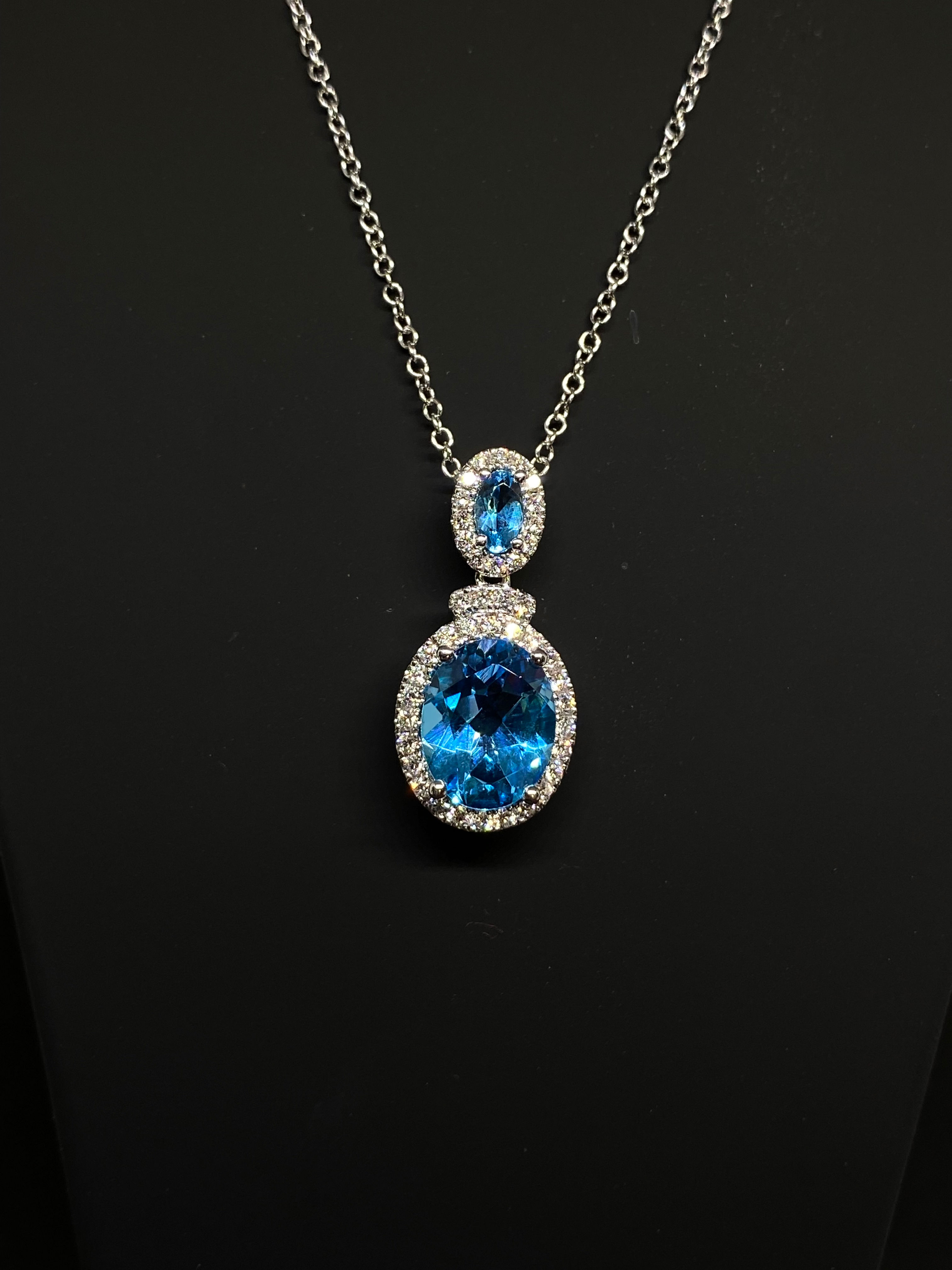 Blue Topaz & Diamond Pendant