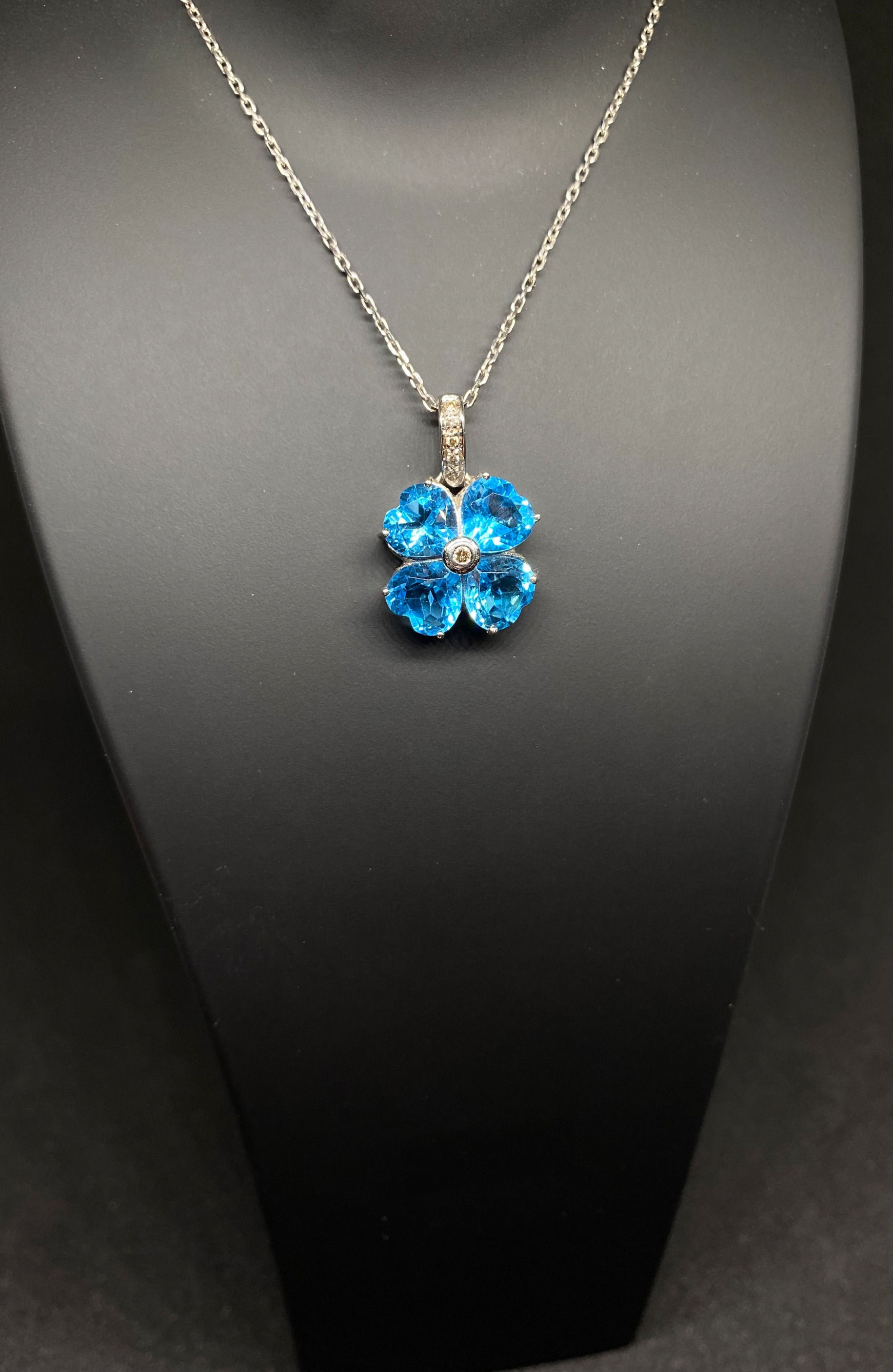 Blue Topaz & Diamond pendant