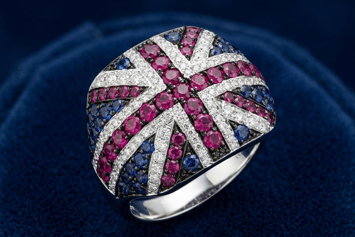 18ct White Gold 'Union Jack' Ring