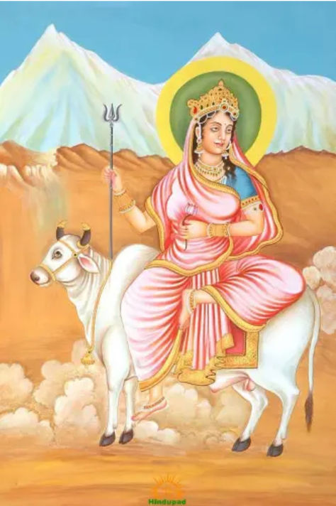 Navratri Dia01 - Shailaputri é uma manifestação da Deusa Durga