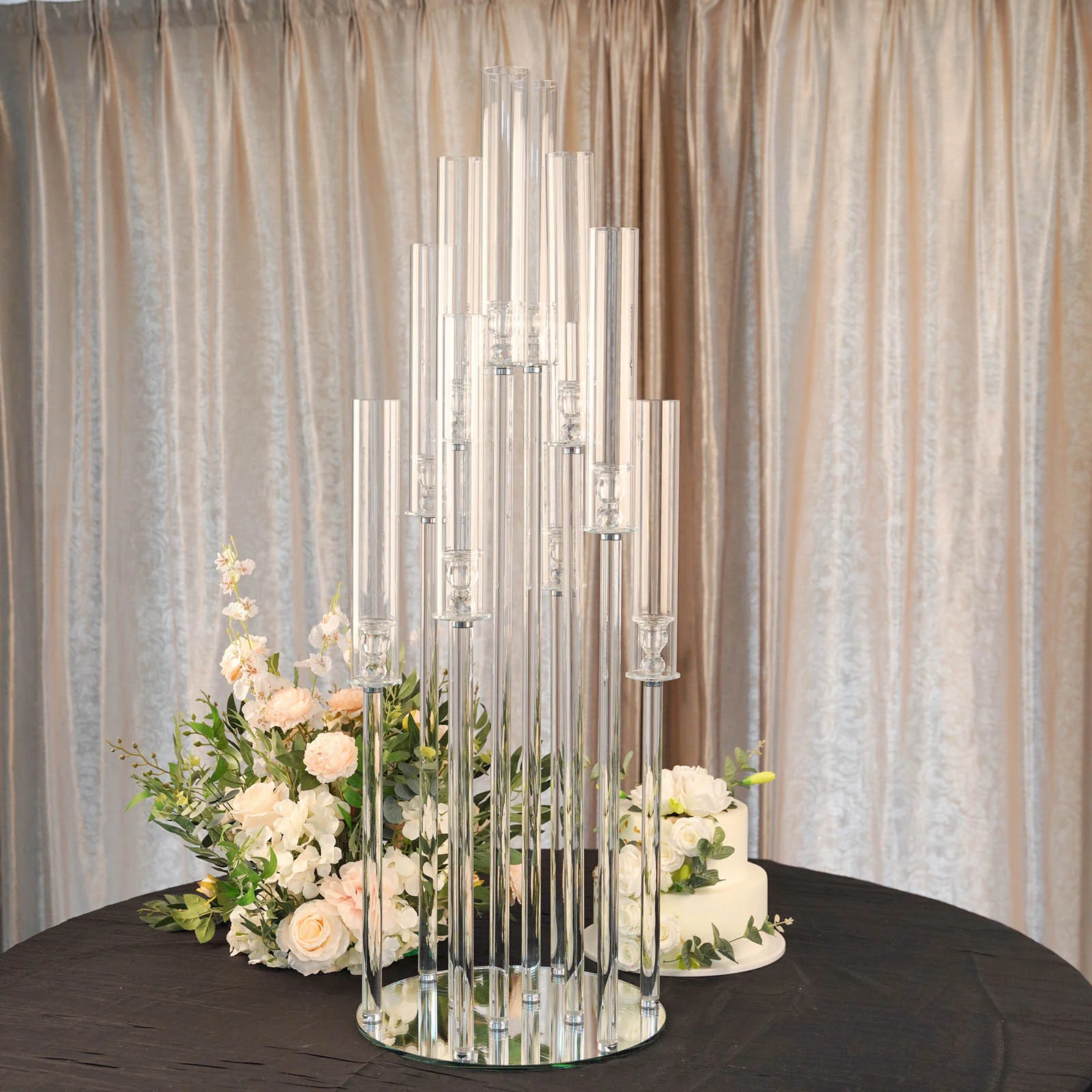 10 Arm Crystal Round Candelabra
