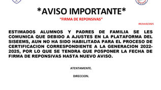 SE REPROGRAMA ENTREGA DE RESPONSIVAS