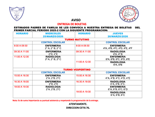 Entrega de Boletas Primer Parcial