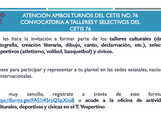 CONVOCATORIA A TALLERES Y SELECTIVOS DEL CETIS 76