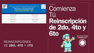 Reinscripciones 2do, 4to y 6to Semestre 2026