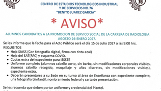 AVISO DE ACTO PUBLICO PROMOCION DE SERVICIO SOCIAL AGOSTO 2026 - ENERO 2027