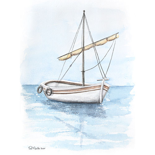 ציור בצבעי מים סירה