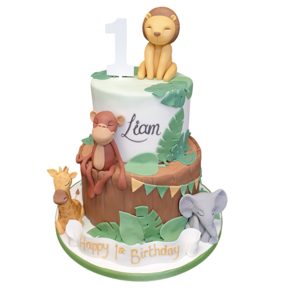 Adorable sleeping wild animals themed cake perfect for animal lovers, birthdays and special occasions. A delightful and unique cake design in UK.