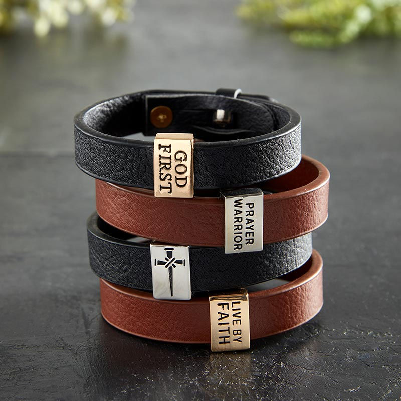 Thumbnail: Leather Bracelet - Cross of Nails
