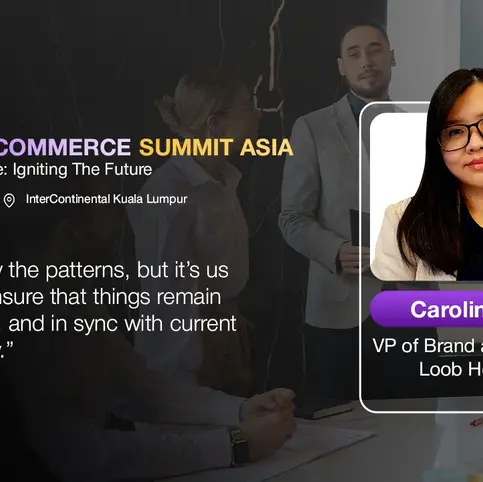 Retail & E-commerce Summit Asia banner with a focus on Caroline Wee, VP of Brand and Strategy. Event date: Feb 26, 2025, Kuala Lumpur.