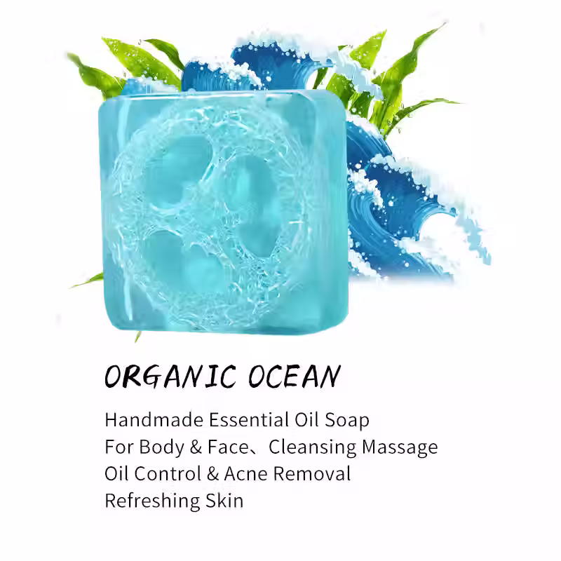 Organic Loofah Handmade Soap | Face/Body Exfoliate Essential Oils Plant Extracts - Ocean