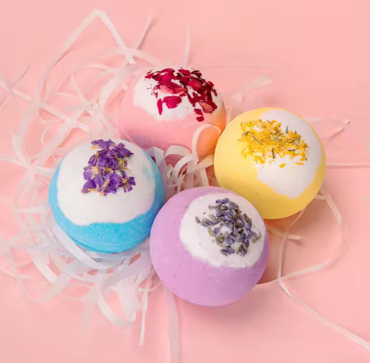 Floral Aromatherapy Bath Bombs: Organic Bath Salt Stress Relief Muscle Relaxant - Flavours