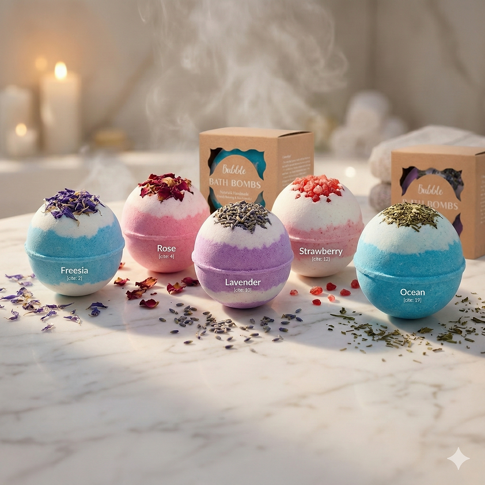 Floral Aromatherapy Bath Bombs: Organic Bath Salt Stress Relief Muscle Relaxant - Display image
