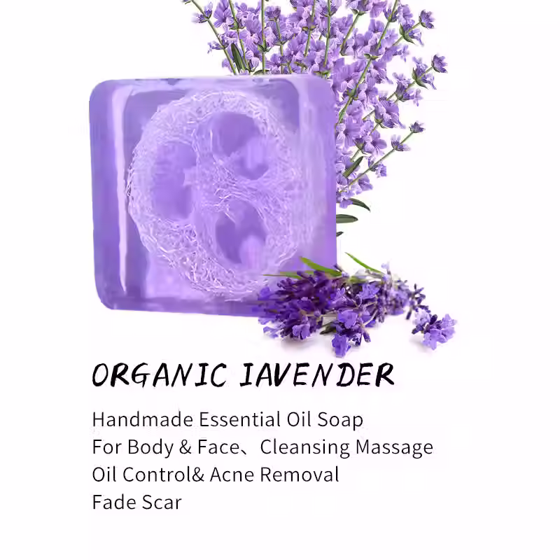 Organic Loofah Handmade Soap | Face/Body Exfoliate Essential Oils Plant Extracts - Lavender