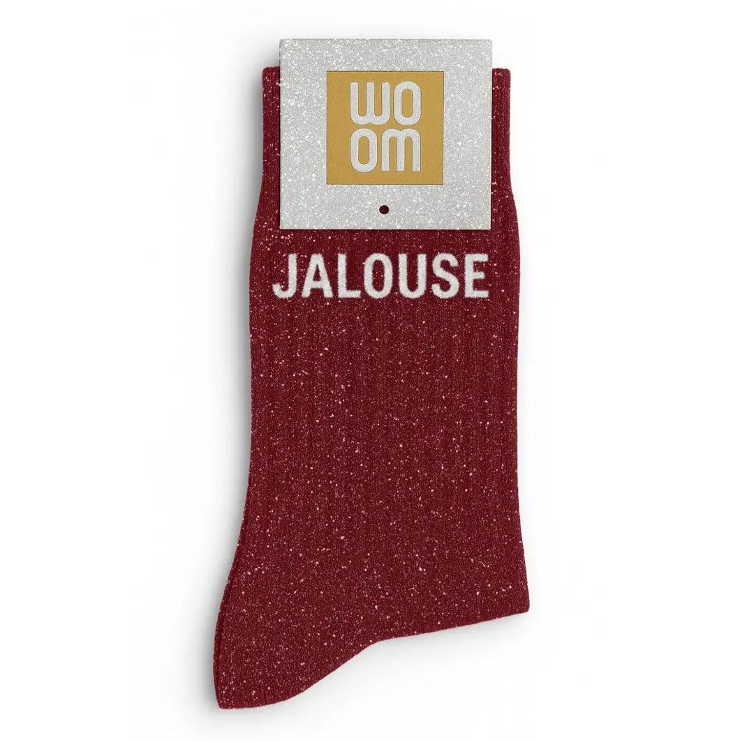 Chaussettes pailletées à message "JALOUSE" Cherry Pop