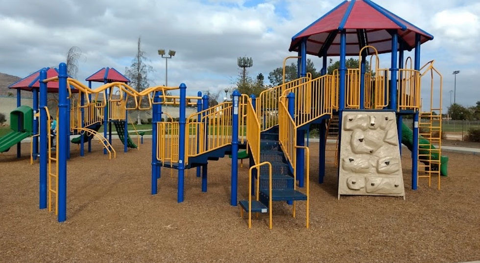 The playgrounds at Sunnymead Park in Moreno Valley, California