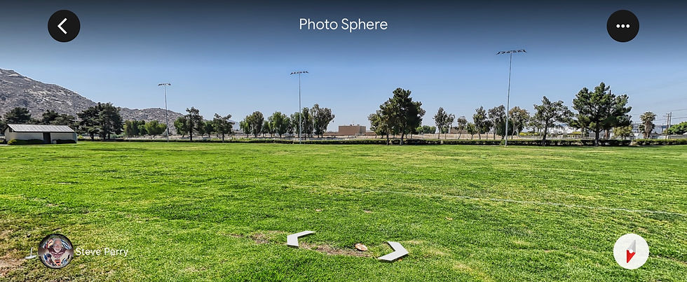 The grass soccer fields at El Potrero Park in Moreno Valley