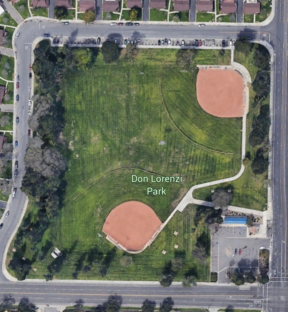 A map of Don Lorenzi Park in Riverside, California
