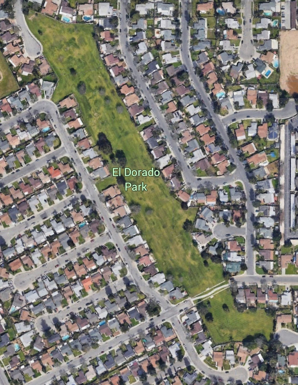 A map of El Dorado Park in Riverside, California