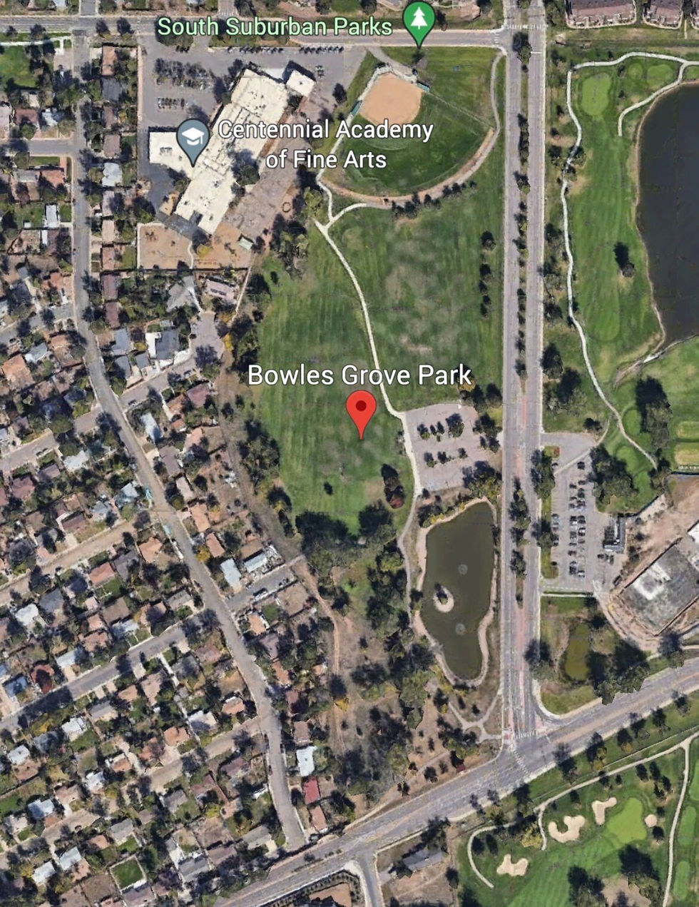 A map of Bowles Grove Park in Littleton, Colorado