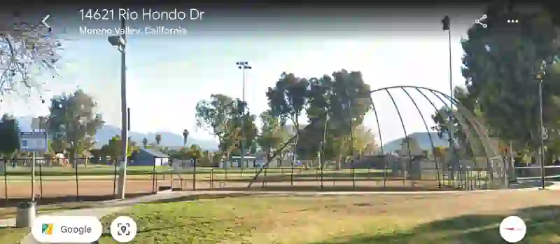 The baseball field at Woodland Park in Moreno Valley, California