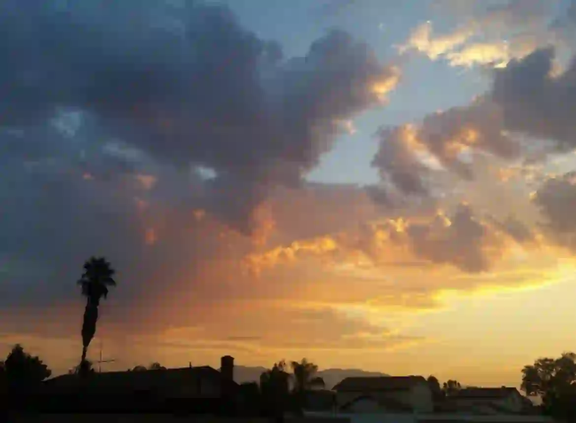 The sunset at Woodland Park in Moreno Valley, California