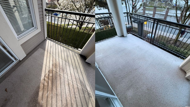 Balcony floor before and after cleaning