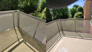 Balcony with metal and mesh railing