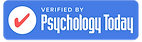 Logo for Psychology Today with white and blue colours