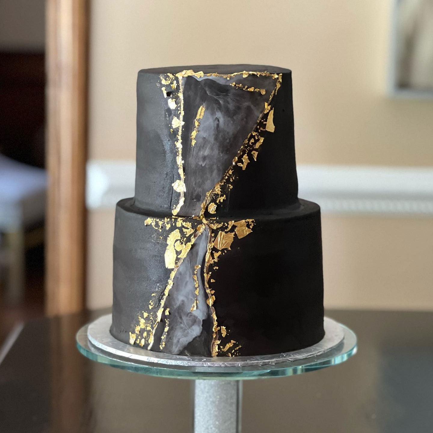 Buttercream Cake with A Hint of Black Marble