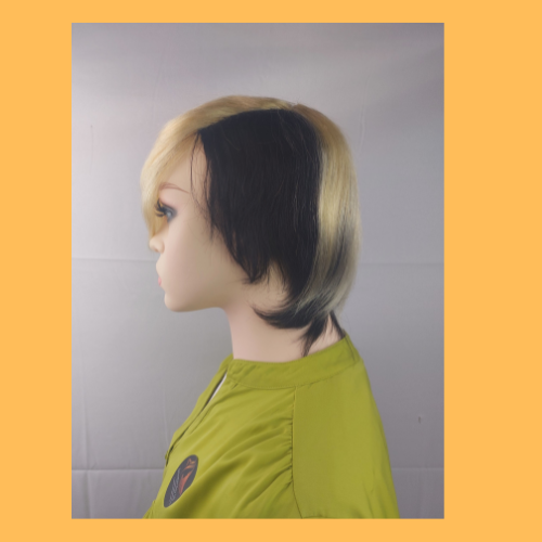 Thumbnail: 1b/613 Blonde Colour Short Pixie Cut - Human Hair Wig