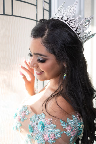 Young teen hispanic girl wearing a quinc