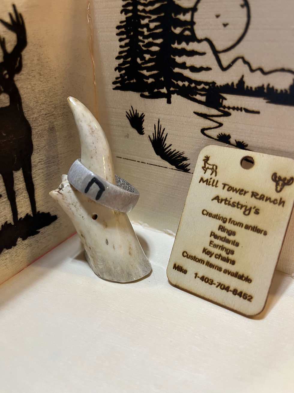 Deer with Strength symbol ring