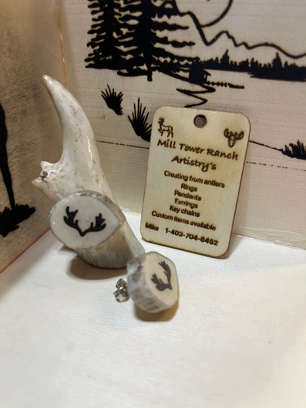 Deer antler earring