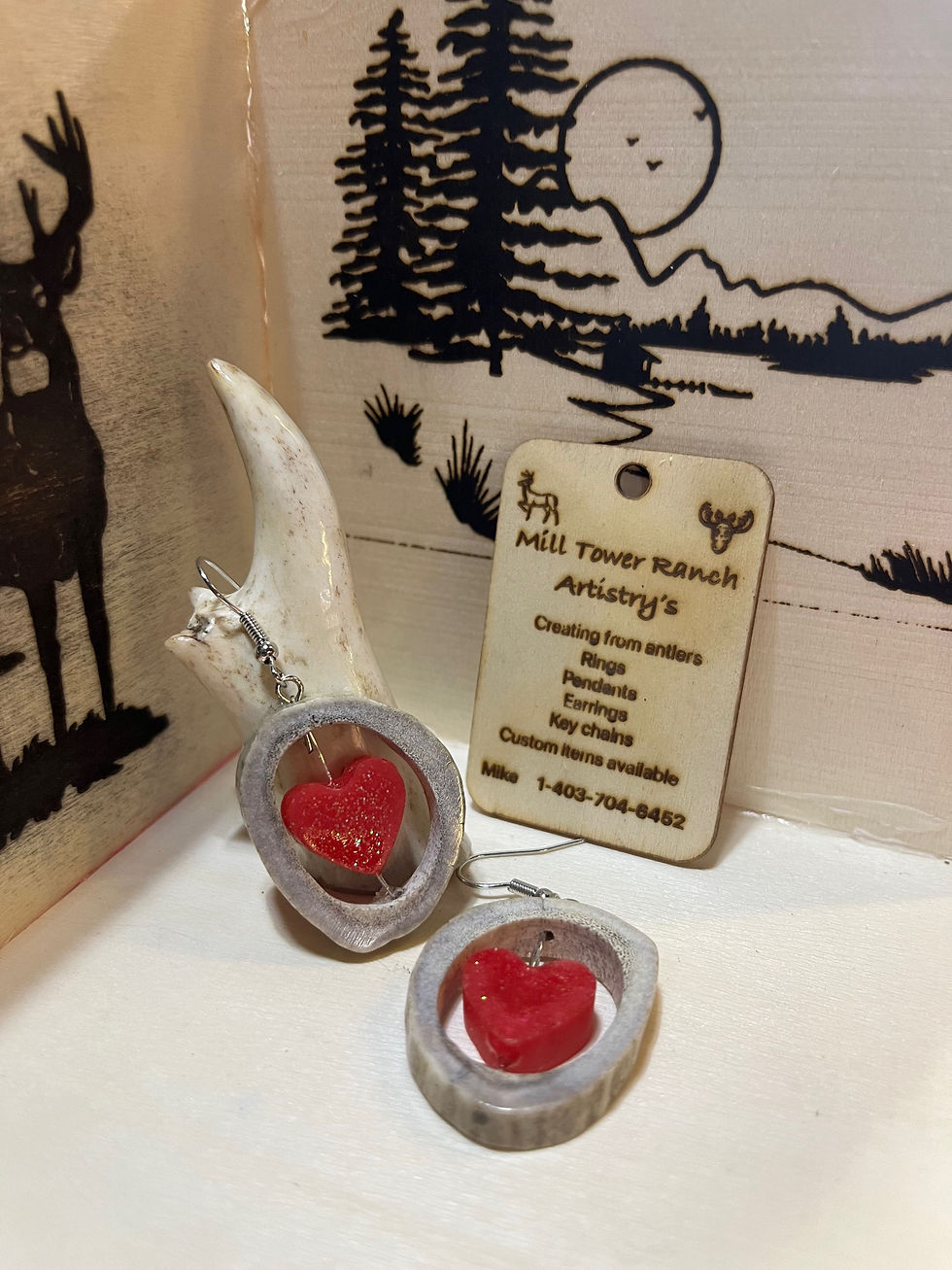 Deer hollow heart earring